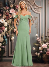 Load image into Gallery viewer, Tianna Trumpet/Mermaid Off the Shoulder V-Neck Floor-Length Chiffon Bridesmaid Dress XXCP0025810