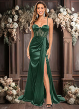 Load image into Gallery viewer, Teagan Trumpet/Mermaid Sweetheart Sweep Train Stretch Satin Prom Dresses XXCP0025836