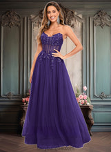 Load image into Gallery viewer, Mariela Ball-Gown/Princess V-Neck Floor-Length Tulle Prom Dresses With Sequins Appliques Lace XXCP0025837