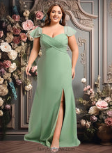 Load image into Gallery viewer, Tianna Trumpet/Mermaid Off the Shoulder V-Neck Floor-Length Chiffon Bridesmaid Dress XXCP0025810