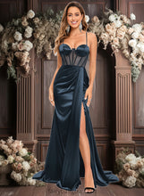 Load image into Gallery viewer, Teagan Trumpet/Mermaid Sweetheart Sweep Train Stretch Satin Prom Dresses XXCP0025836