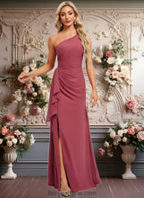 Load image into Gallery viewer, Kinsley A-line One Shoulder Floor-Length Chiffon Bridesmaid Dress With Ruffle XXCP0025824