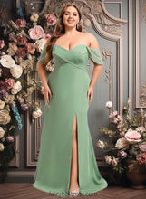 Load image into Gallery viewer, Tianna Trumpet/Mermaid Off the Shoulder V-Neck Floor-Length Chiffon Bridesmaid Dress XXCP0025810