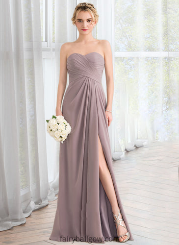 Anika A-Line Sweetheart Floor-Length Chiffon Bridesmaid Dress With Ruffle Split Front XXCP0013079