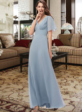 Load image into Gallery viewer, Helen A-Line V-neck Floor-Length Chiffon Bridesmaid Dress XXCP0013099