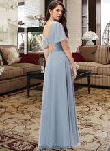 Load image into Gallery viewer, Helen A-Line V-neck Floor-Length Chiffon Bridesmaid Dress XXCP0013099