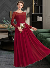 Load image into Gallery viewer, Willa A-Line Scoop Neck Floor-Length Chiffon Lace Bridesmaid Dress XXCP0013103