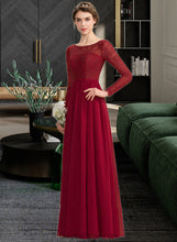 Load image into Gallery viewer, Willa A-Line Scoop Neck Floor-Length Chiffon Lace Bridesmaid Dress XXCP0013103