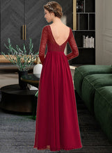 Load image into Gallery viewer, Willa A-Line Scoop Neck Floor-Length Chiffon Lace Bridesmaid Dress XXCP0013103