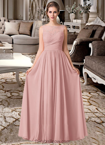 Krystal Chiffon Lace A-Line Floor-length Bridesmaid Dress XXCP0013107