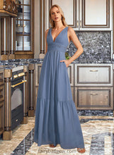 Load image into Gallery viewer, Everleigh A-Line V-neck Floor-Length Bridesmaid Dress With Pockets XXCP0013108