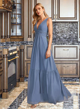 Load image into Gallery viewer, Everleigh A-Line V-neck Floor-Length Bridesmaid Dress With Pockets XXCP0013108