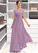 Load image into Gallery viewer, Jemima A-Line V-neck Floor-Length Bridesmaid Dress With Lace XXCP0013111