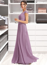 Load image into Gallery viewer, Jemima A-Line V-neck Floor-Length Bridesmaid Dress With Lace XXCP0013111