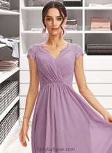 Load image into Gallery viewer, Jemima A-Line V-neck Floor-Length Bridesmaid Dress With Lace XXCP0013111