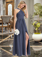 Load image into Gallery viewer, Kathy A-Line V-neck Floor-Length Chiffon Bridesmaid Dress With Ruffle Split Front XXCP0013112