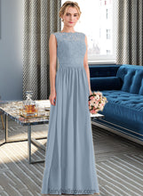 Load image into Gallery viewer, Valerie A-Line Scoop Neck Floor-Length Chiffon Lace Bridesmaid Dress With Split Front XXCP0013114