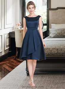 Stephany A-Line Scoop Neck Knee-Length Satin Bridesmaid Dress With Cascading Ruffles XXCP0013115