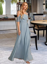 Load image into Gallery viewer, Joanna A-Line Off-the-Shoulder Floor-Length Bridesmaid Dress With Ruffle Split Front XXCP0013116