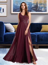 Load image into Gallery viewer, Nathalia A-Line V-neck Floor-Length Bridesmaid Dress With Lace XXCP0013117