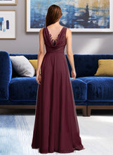 Load image into Gallery viewer, Nathalia A-Line V-neck Floor-Length Bridesmaid Dress With Lace XXCP0013117