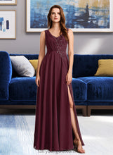 Load image into Gallery viewer, Nathalia A-Line V-neck Floor-Length Bridesmaid Dress With Lace XXCP0013117