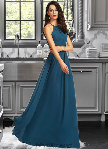 Fiona A-Line Scoop Neck Floor-Length Bridesmaid Dress With Ruffle XXCP0013120