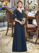 Load image into Gallery viewer, Kailee A-Line V-neck Floor-Length Chiffon Bridesmaid Dress With Ruffle Bow(s) XXCP0013132