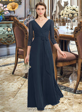 Load image into Gallery viewer, Kailee A-Line V-neck Floor-Length Chiffon Bridesmaid Dress With Ruffle Bow(s) XXCP0013132