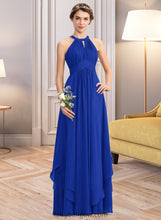 Load image into Gallery viewer, Miracle A-Line Scoop Neck Floor-Length Chiffon Bridesmaid Dress With Ruffle XXCP0013133