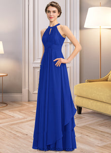 Miracle A-Line Scoop Neck Floor-Length Chiffon Bridesmaid Dress With Ruffle XXCP0013133