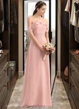 Load image into Gallery viewer, Madalyn A-Line V-neck Floor-Length Chiffon Bridesmaid Dress With Bow(s) Cascading Ruffles XXCP0013134