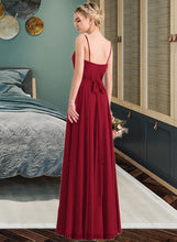 Load image into Gallery viewer, Maleah A-Line V-neck Floor-Length Chiffon Bridesmaid Dress With Bow(s) XXCP0013135