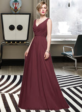 Load image into Gallery viewer, Jane A-Line V-neck Floor-Length Chiffon Bridesmaid Dress With Ruffle Lace Beading Sequins XXCP0013136