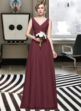 Load image into Gallery viewer, Jane A-Line V-neck Floor-Length Chiffon Bridesmaid Dress With Ruffle Lace Beading Sequins XXCP0013136