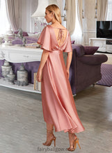 Load image into Gallery viewer, Zariah A-Line High Neck Asymmetrical Bridesmaid Dress XXCP0013138