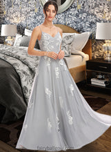 Load image into Gallery viewer, Stacy A-Line V-neck Floor-Length Bridesmaid Dress With Lace XXCP0013140