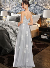 Load image into Gallery viewer, Stacy A-Line V-neck Floor-Length Bridesmaid Dress With Lace XXCP0013140