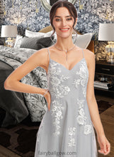 Load image into Gallery viewer, Stacy A-Line V-neck Floor-Length Bridesmaid Dress With Lace XXCP0013140