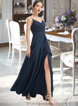 Load image into Gallery viewer, Paula A-Line V-neck Floor-Length Bridesmaid Dress With Split Front Pockets XXCP0013142