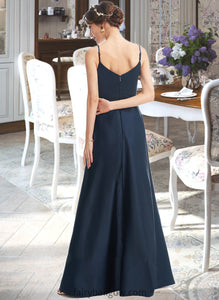 Paula A-Line V-neck Floor-Length Bridesmaid Dress With Split Front Pockets XXCP0013142