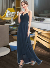 Load image into Gallery viewer, Cloe A-Line V-neck Asymmetrical Bridesmaid Dress With Lace Bow(s) XXCP0013143