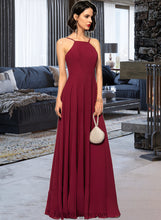 Load image into Gallery viewer, Allisson A-Line Scoop Neck Square Neckline Floor-Length Chiffon Bridesmaid Dress XXCP0013146