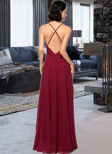 Load image into Gallery viewer, Allisson A-Line Scoop Neck Square Neckline Floor-Length Chiffon Bridesmaid Dress XXCP0013146