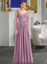 Load image into Gallery viewer, Joyce A-Line V-neck Floor-Length Chiffon Lace Bridesmaid Dress With Beading Pockets XXCP0013147