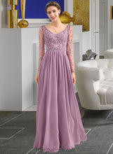 Load image into Gallery viewer, Joyce A-Line V-neck Floor-Length Chiffon Lace Bridesmaid Dress With Beading Pockets XXCP0013147