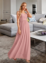 Load image into Gallery viewer, Katrina A-Line V-neck Floor-Length Bridesmaid Dress With Ruffle Bow(s) XXCP0013148