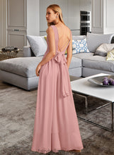 Load image into Gallery viewer, Katrina A-Line V-neck Floor-Length Bridesmaid Dress With Ruffle Bow(s) XXCP0013148