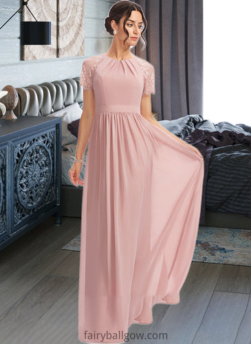 Zaniyah A-Line Floor-Length Bridesmaid Dress With Lace XXCP0013151