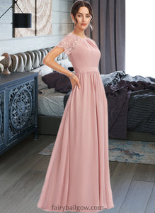 Zaniyah A-Line Floor-Length Bridesmaid Dress With Lace XXCP0013151